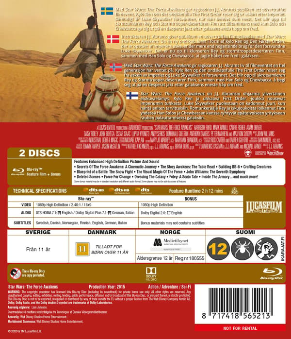 Star Wars: E7 - The Force Awakens (2015) (Blu-Ray)