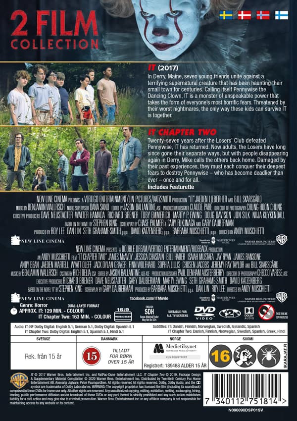 It: Chapter 1 & 2 (2017) & 2019) (DVD) 2 Movie Collection