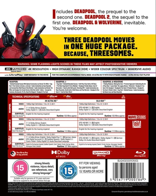 Deadpool (2016-2024) (4K UHD) 3 Movie Collection