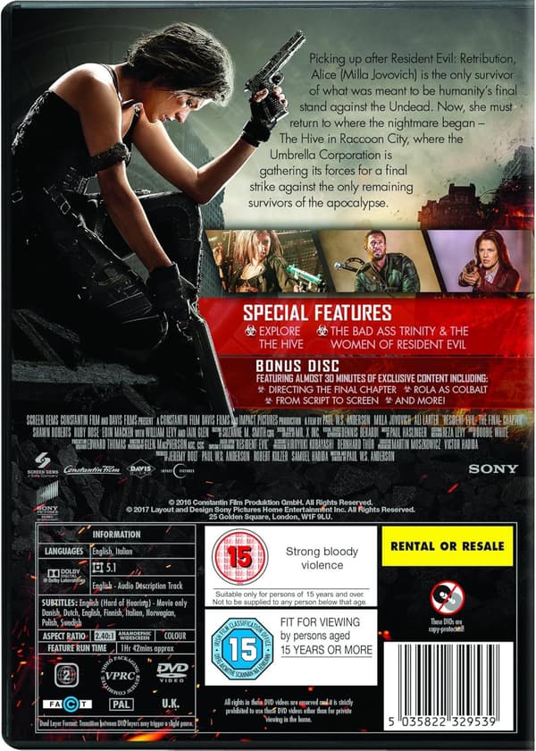 Resident Evil 6: The Final Chapter (2016) (DVD)