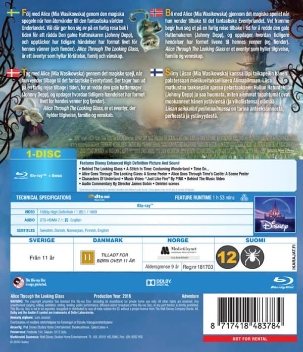 Alice Through the Looking Glass (2016) (Blu-Ray)