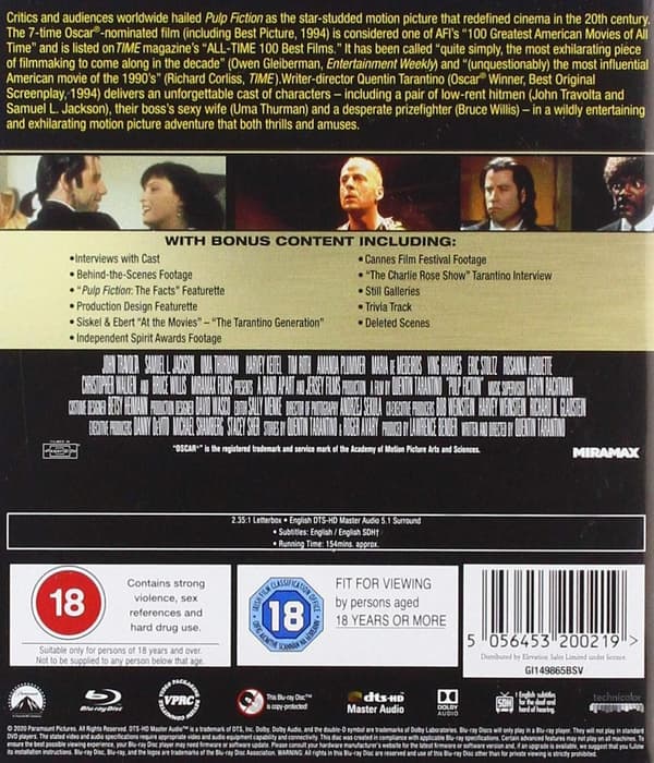 Pulp Fiction (1994) (Blu-Ray)