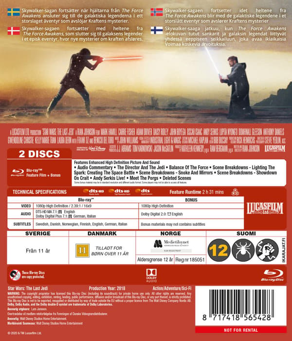 Star Wars: E8 - The Last Jedi (2017) (Blu-Ray)
