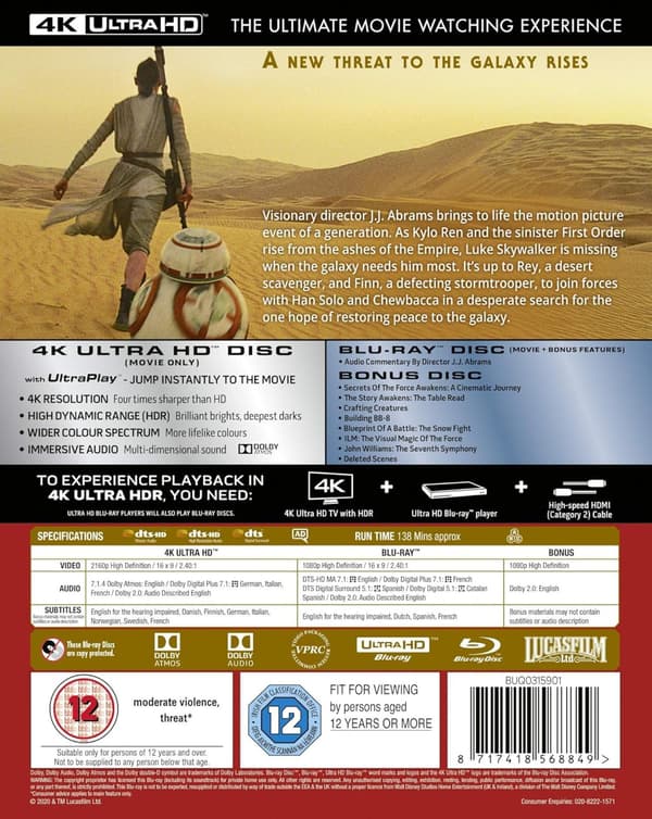 Star Wars: E7 - The Force Awakens (2015) (4K UHD)
