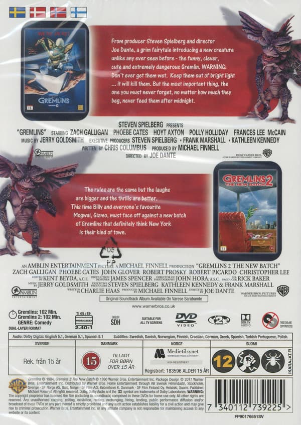 Gremlins 1 & 2 (DVD) 2 Movie Collection