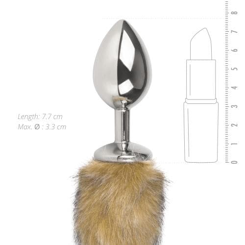 EASYTOYS FOX TAIL PLUG SILVER – EXKLUSIV SILVERPLUGG MED SOFT LIGHT BROWN FOX GARDEN