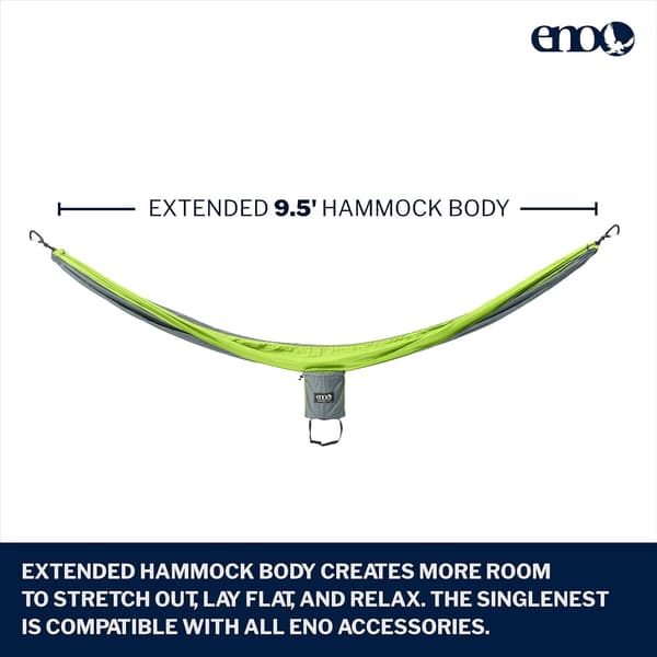ENO SINGLENEST HAMMOCK Grey/Chartreuse​, Eno hängmatta