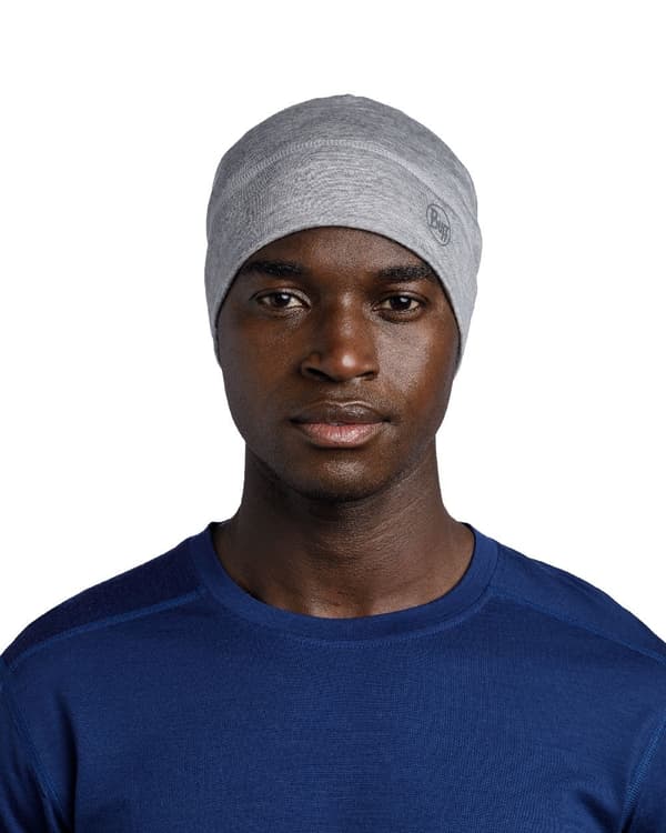 BUFF LIGHTWEIGHT MERINO WOOL BEANIE Solid Light Grey, tunn mössa merinoull