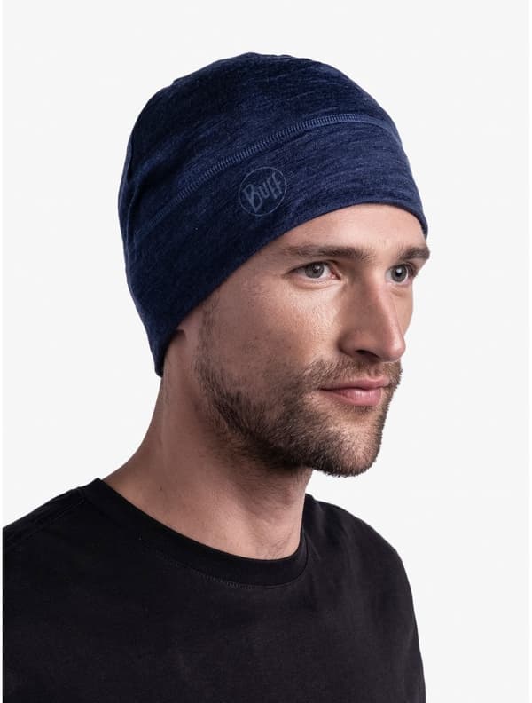 BUFF LIGHTWEIGHT MERINO WOOL BEANIE Solid Denim, hjälmmössa merino, mössa