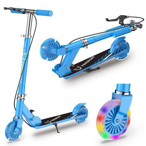 Barnspark - FOXSPORT - Fällbar - Pedalbroms - Maxvikt 100 kg - Blå