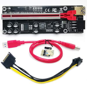3-pak PCI-E PCIE Riser 010S Plus Guld USB 3.0 1X til 16X 6PIN