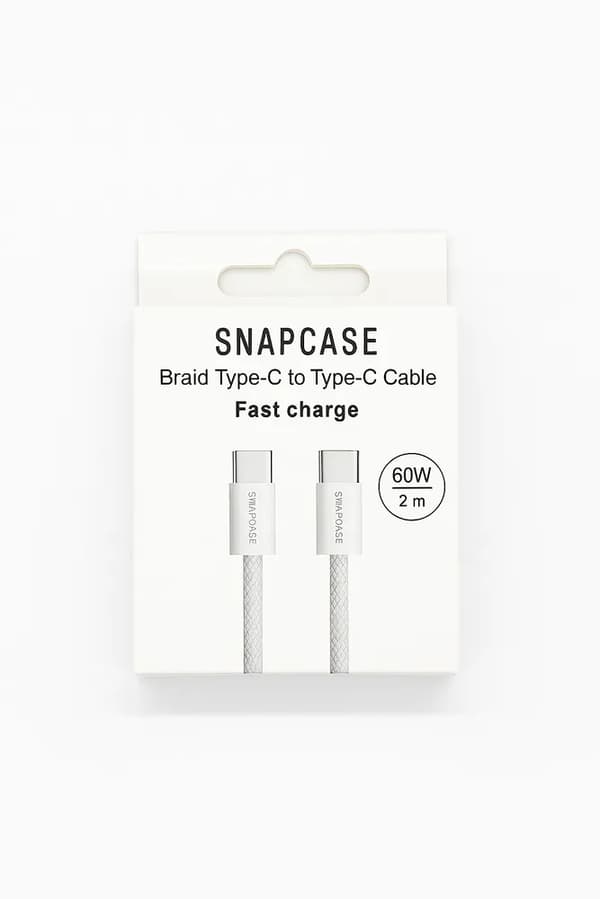 Snapcase 60W USB C-C -punottu kaapeli (2m)