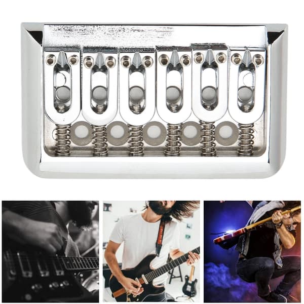 76 mm fast hardtail gitarrstall U-formad strängavstånd rullstall sadel för elgitarr, silver