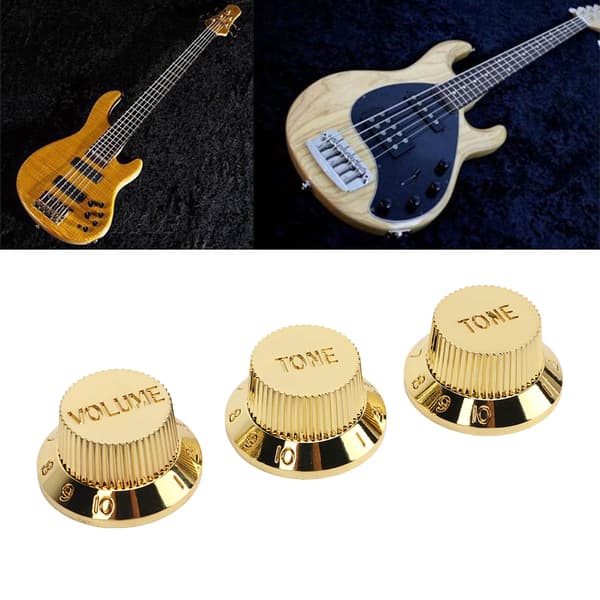 3PCS Basgitarr Volymkontrollratt Plast 2T1V Fint utförande Gitarr Potentiometerratt för ersättning