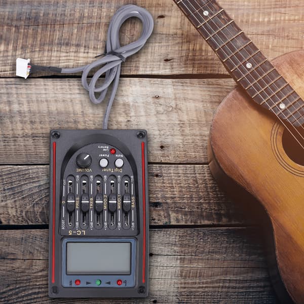 LCD 5-bands akustisk gitarr förförstärkare EQ LC-5 Equalizer Stämapparat Piezo Pickup