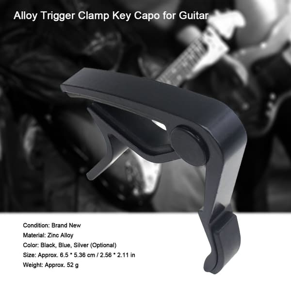 Snabbkoppling Trigger Clamp Key Capo i legering för 6-strängad akustisk klassisk gitarr (svart)