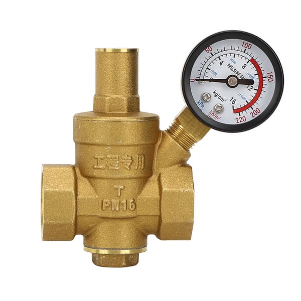DN20 Justerbar Vattentrycksregulator i Mässing med Manometer