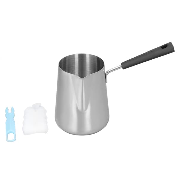 Smørvarmer Mini Rustfrit Stål Kaffeopvarmning Smeltedigel 1000ml med Tud til Hjemmecafé