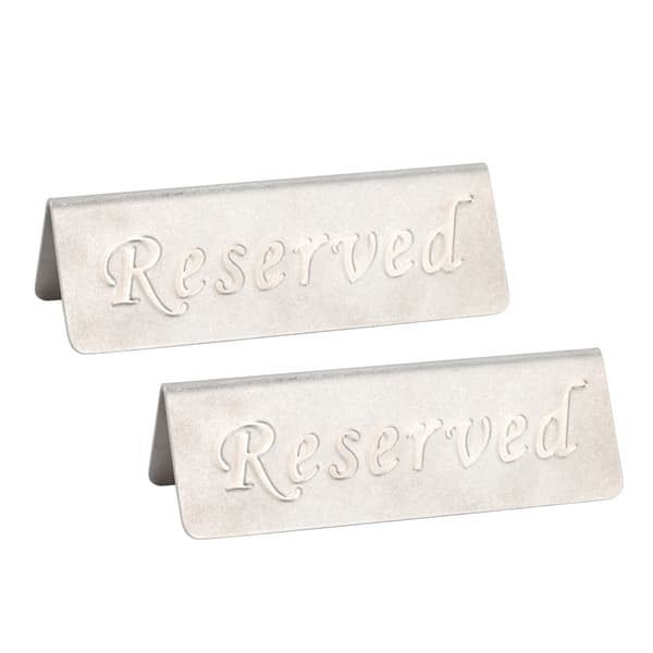 2-pak rustfrit stål tosidede reserverede bordtelte til restaurant, bar, café, tehus, hotel