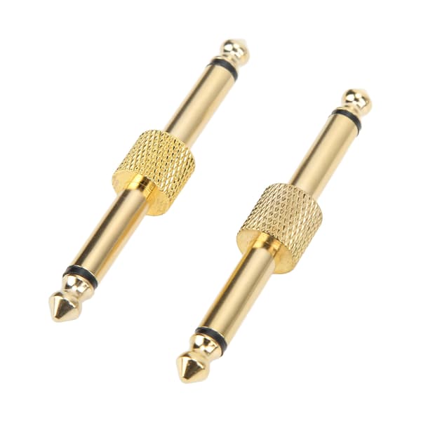 2ST 6,35 mm effektadapterkontakt brusreducerande gitarrpedalkopplare omvandlingsplugg guld