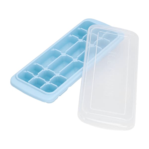 Blå Mångsidig Silikon PP Isbitsform med Lock 26.8x10x2.7cm Rektangulär Form för Istillverkning Bakning Sushi 1 Form + 1 Lock
