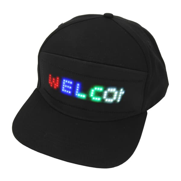 LED-hat programmerbar Bluetooth APP redigerbar farverig kasket til udendørs koncert karneval sort