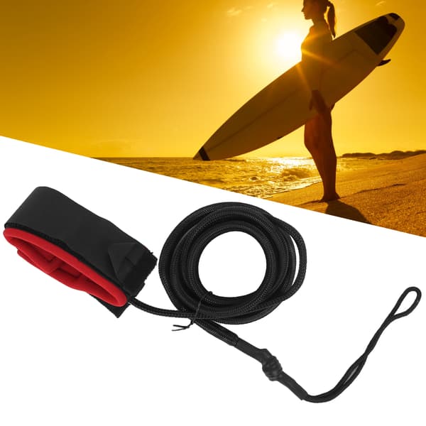 Surf Kajakkoppel Rep Båt Säkerhetspaddel Tether för Surfbräda, Svart & Röd, Hållbar Surfingutrustning