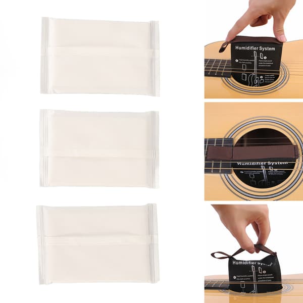 3-pack gitarrfuktarpaket, tvåvägsfuktighetskontroll för akustisk gitarr, bas och fiol - återanvändbart fuktreglerande set