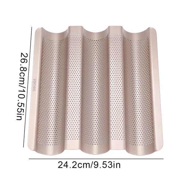 10 tommer fransk brødform Baguette bageplade perforeret 3-slids non-stick bageform