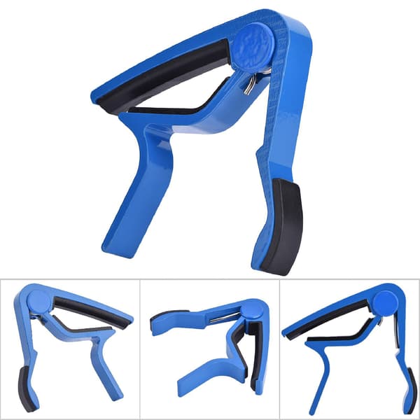 Quick-Release Tuning Capo & Clip Tuner til Akustisk Guitar, Blå, Bærbart Håndsæt