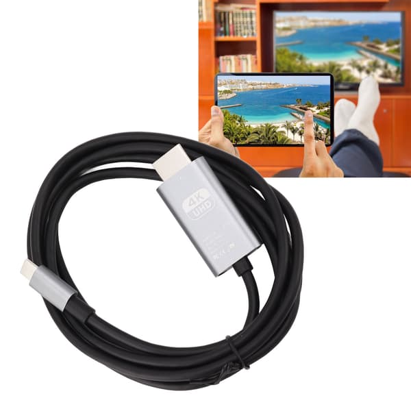 USB C–HDMI-kaapeli 4K 30Hz, Plug & Play UHD Type C–HDMI-sovitinkaapeli