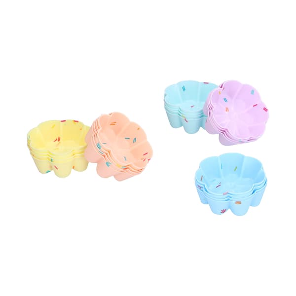 20 stk. Cupcake Bageform Silikone Muffinsforme Cupcakeforme Gelé buddingform 7 kronblad blomstersæt