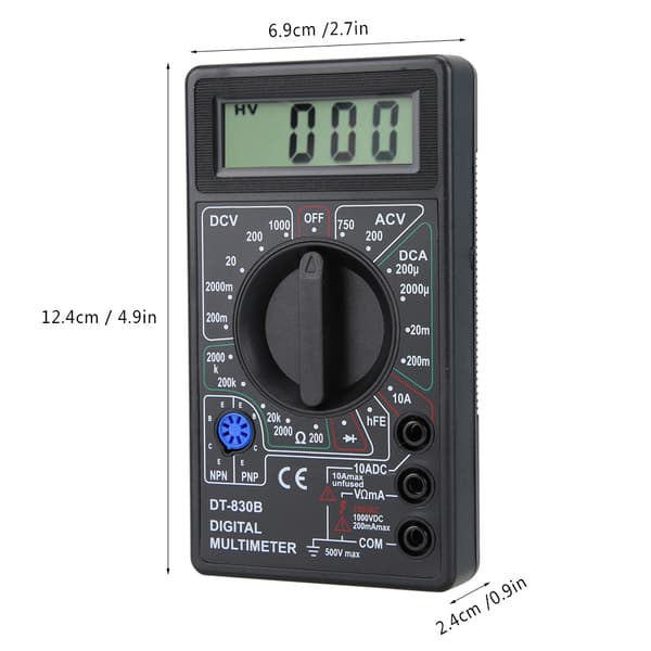 DT-830B Multifunktionel Bærbar LCD Digital Multimeter Amp Volt Ohm Tester Voltmeter Ohmmeter Måler DT-830B Sort