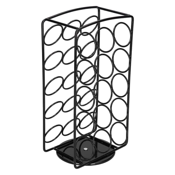 Roterende kaffekapselholder, metalstativ med 30 kapsler, solid sort kompakt organizer