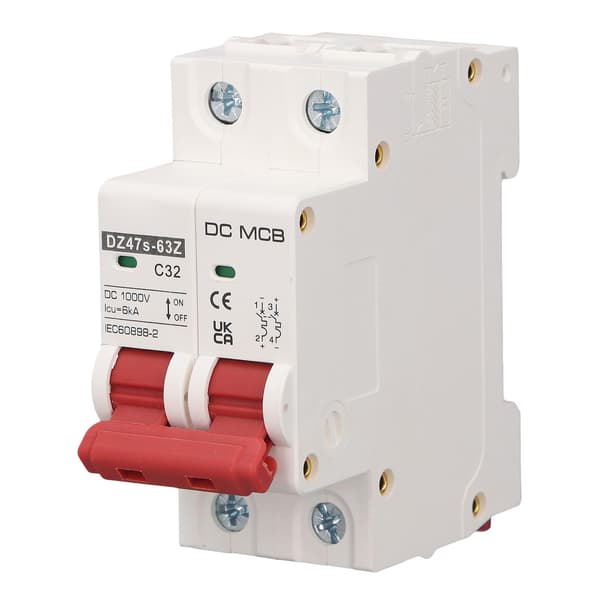 2P Lille afbryder 6000A brydeevne solcelleanlæg mini afbryder DC1000V 32A