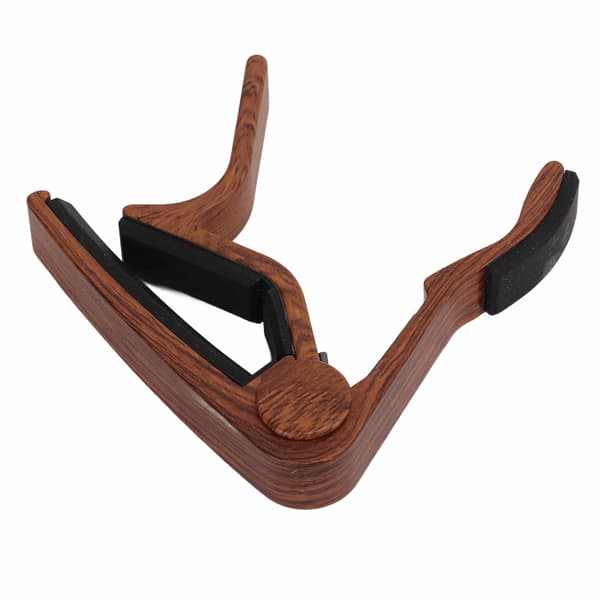 Quick Release String Lock Capo Kit med 5 Guitar Picks til Bas & Banjo, Mørk Valnød Finish