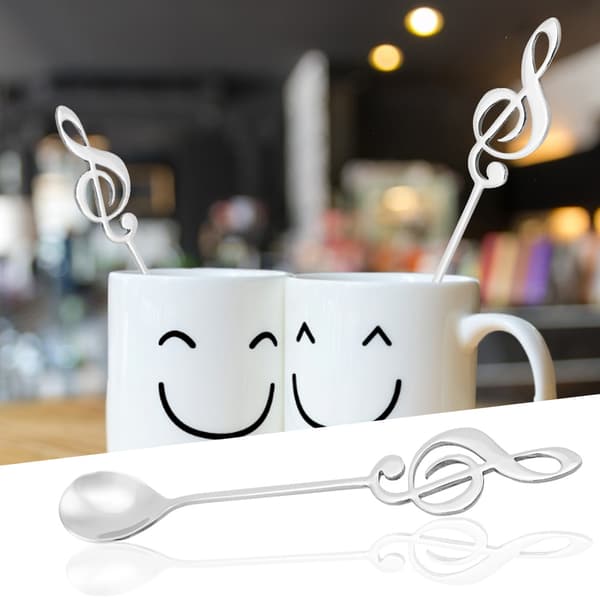 Dessertske i rustfrit stål med musiknode til kaffe og omrøring (sølv)