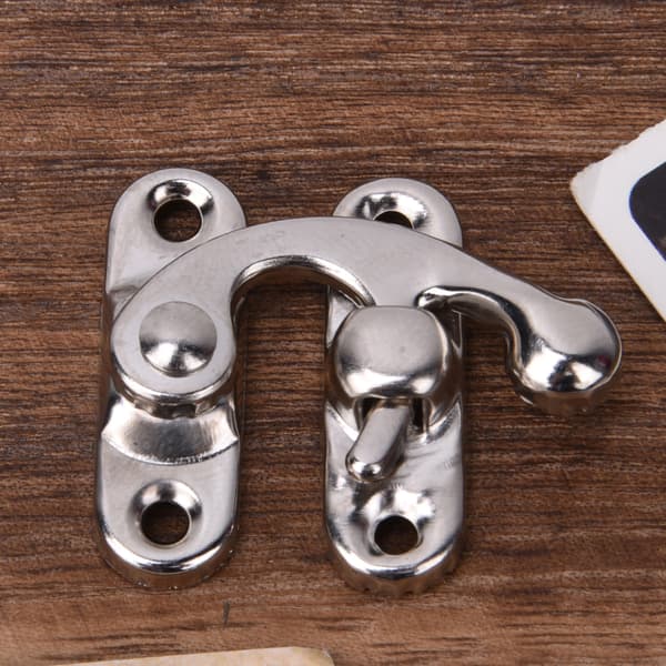 Retro järnlås hasp krok 30-pack för smyckespresentaskar, 3,2 x 2,8 cm, silver högerlås
