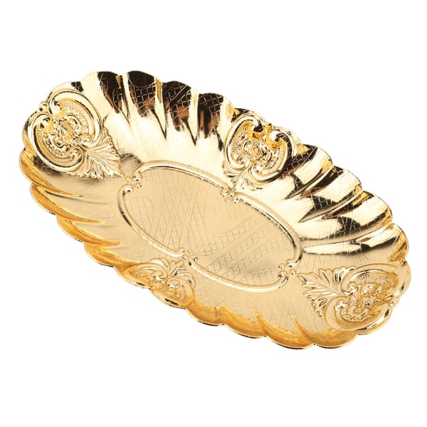 Oval Metall Serveringsbricka Liten Fruktskål Snackfat Buffé Bakverk Server S (15.2x8.8x3.1cm)