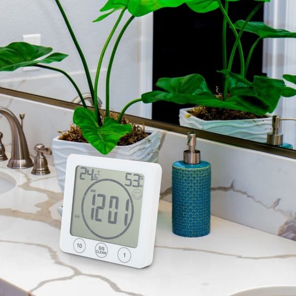 Multifunktionell inomhustermometer Hygrometer Digital klocka för hem badrum kök