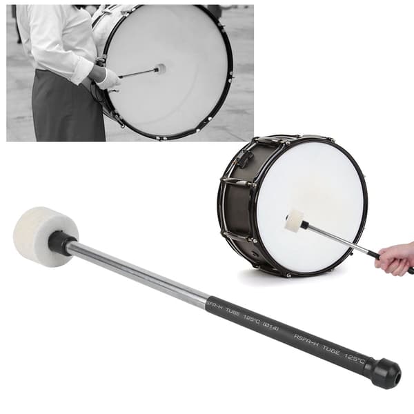 Trommestikker af uldfilt til marchorkester-percussiontilbehør, grå, standardstørrelse, sæt med 2 dele