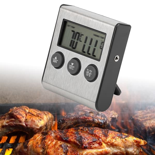 BBQ Termometer Kött Matlagningssond Termometer med Timer Temperaturmätverktyg