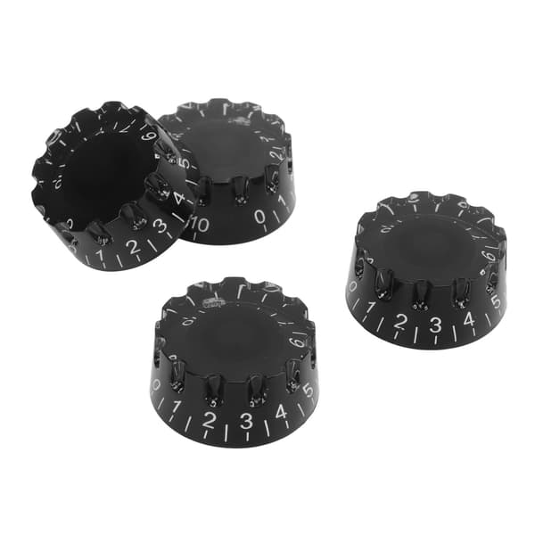 4-pack gitarrknopp plast Pro 24 fina splines baskontrollknopp ersättning svart
