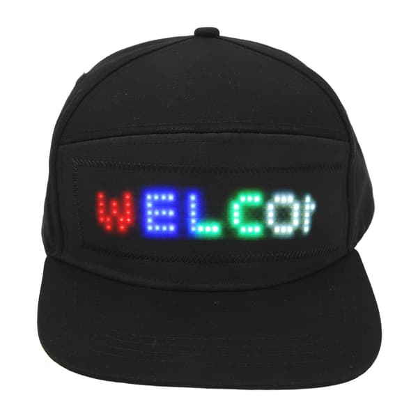 LED-hat programmerbar Bluetooth APP redigerbar farverig kasket til udendørs koncert karneval sort