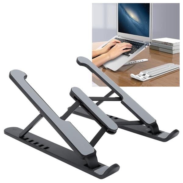 Bærbar computerstativ Justerbar Sammenklappelig Holder 11-17 tommer Notebook Køler Ventilationsbase Sort