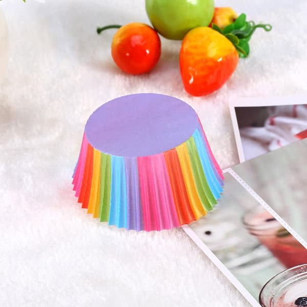 100 stk. farverige cupcakeforme, cupcake-papir, bageforme, muffinforme, kageforme
