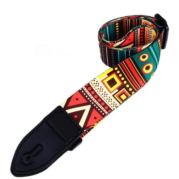 3 st gitarrremmar Universalbälte Polyestertryck PU-läder för Ukulele Folkelektriska Gitarrer