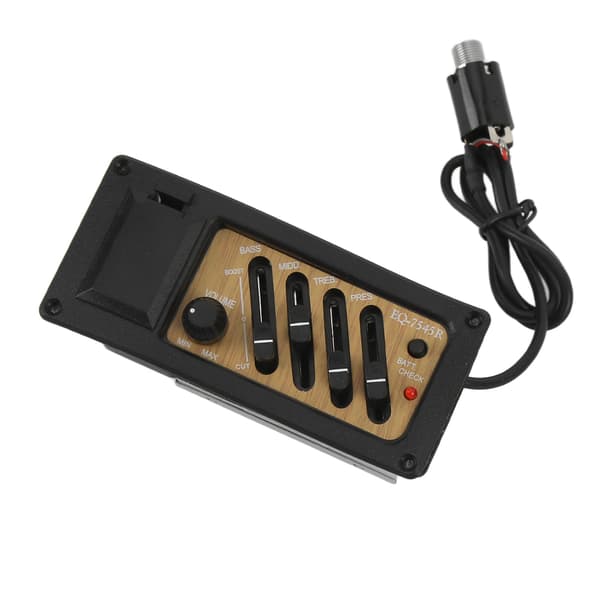 Akustisk Guitar Piezo Pick-Up Pre-Amp 4-Bånds EQ Equalizer System Trækornsfarve 7545R