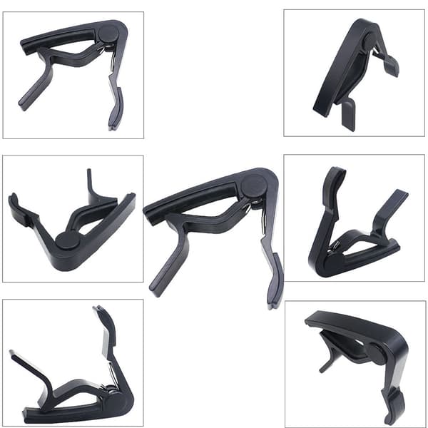 Snabbkoppling Trigger Clamp Key Capo i legering för 6-strängad akustisk klassisk gitarr (svart)