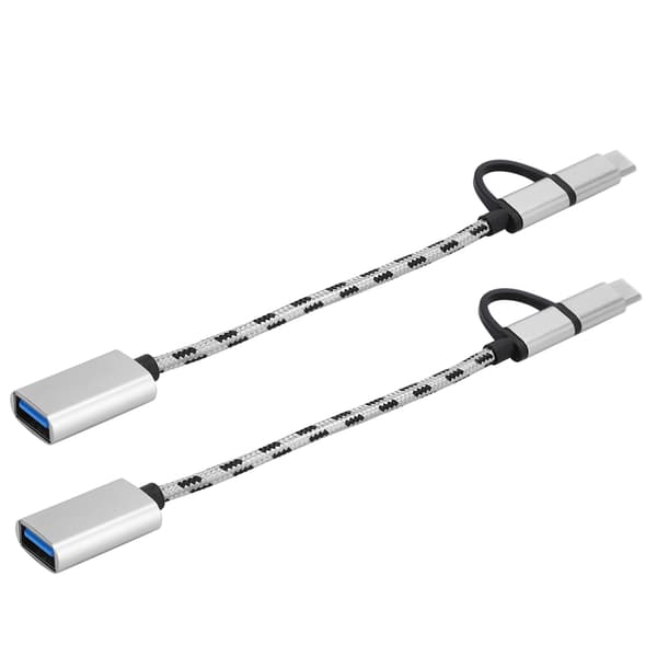 USB-C 2-i-1 OTG-adapter 2-pak, USB 3.0 grå stik til hurtig dataoverførsel